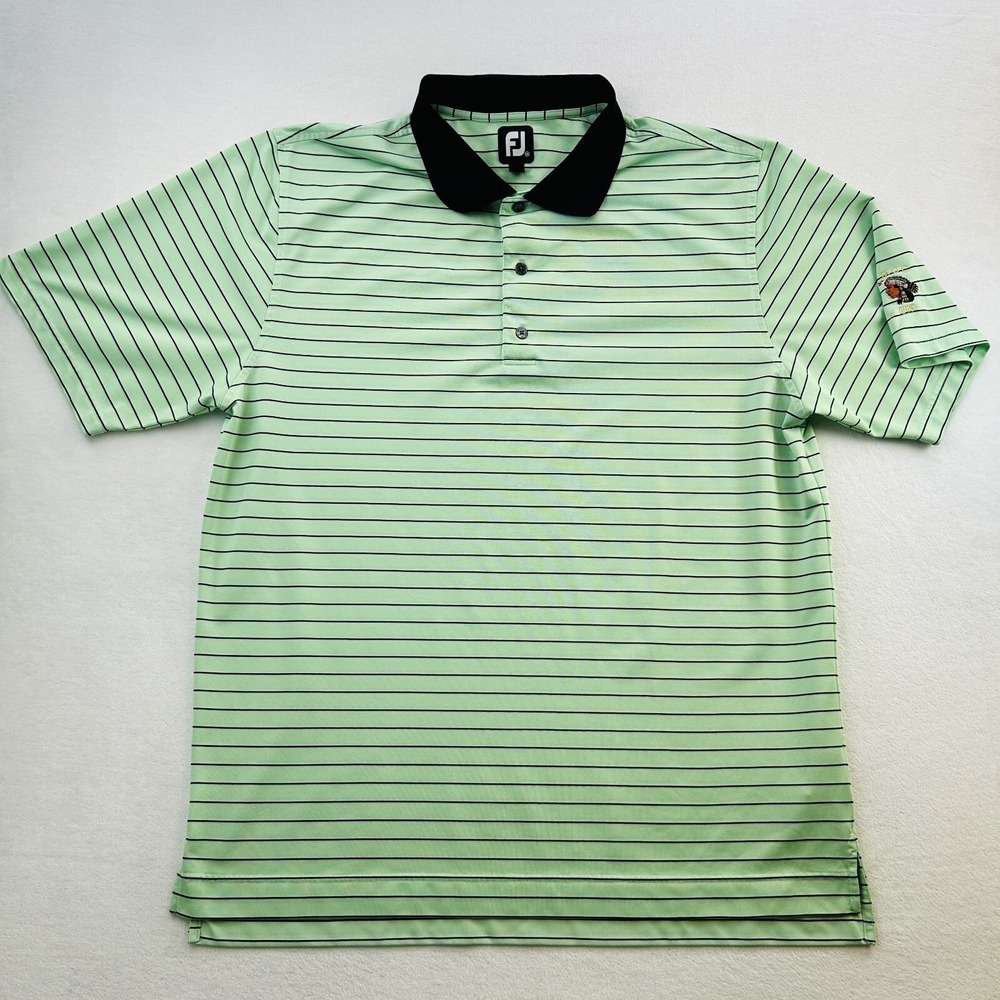 Footjoy Polo Shirt Adult 2XL XXL Green Black Lightweight Mahopac Golf Club Mens